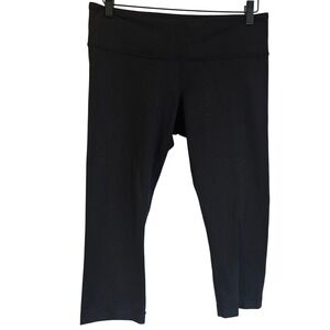 Lululemon Black Cropped Yoga Leggings Mid Rise Activewear Size 10